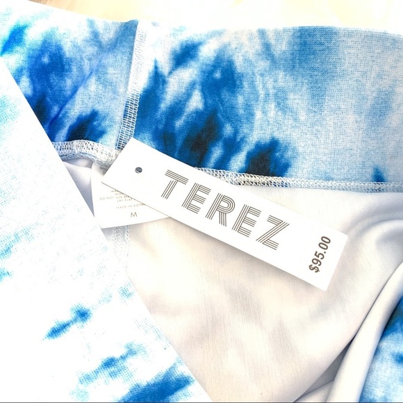 NWT TEREZ Marbled Super High 7/8 Banded Leggings Blue size Medium - Picture 11 of 14